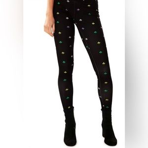 WOMENS Tipsy Elves Mardi Gras Fluer de Lis Mid Waisted leggings